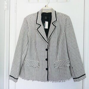 NWT vintage Lane Bryant tweed boucle blazer jacket pink black white size 16